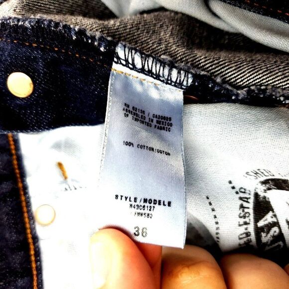 Guess Cotton Denim Jeans 34/26 Dark Blue Natural Crease Low Rise Button Fly Shor - Picture 8 of 11